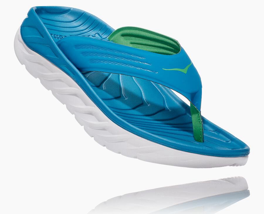 Hoka One One サンダル メンズ 青/白 - ORA Recovery フリップ - YN3726109